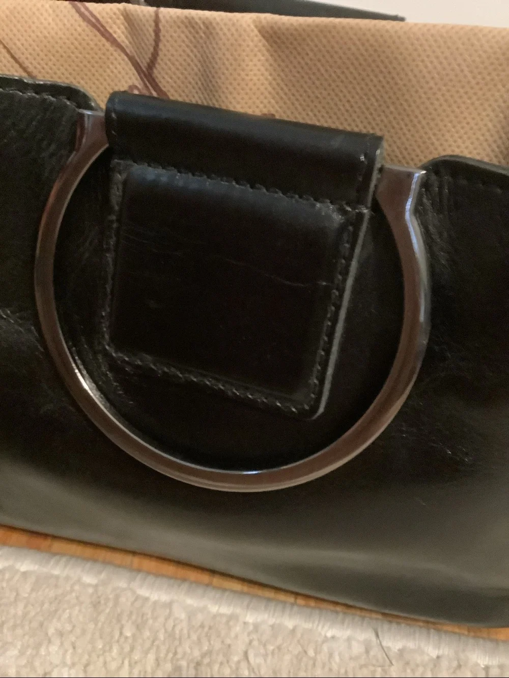NWT! Patricia Nash Black Leather Top-Handle Women's Bag with Silver Ring Handles